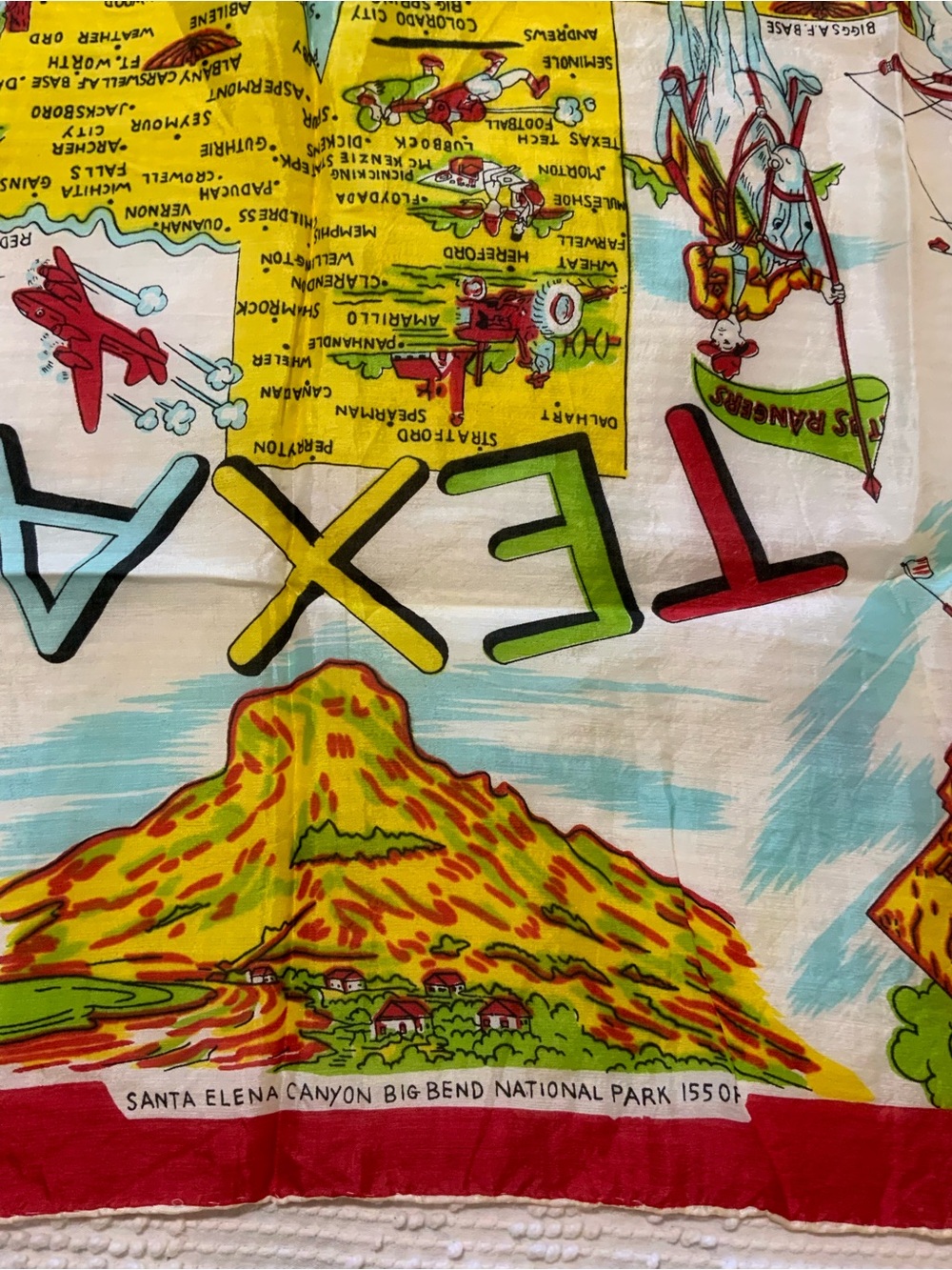 Vintage Texas scarf 1950’s beautiful detail All major tourist sights. - Picture 14 of 15